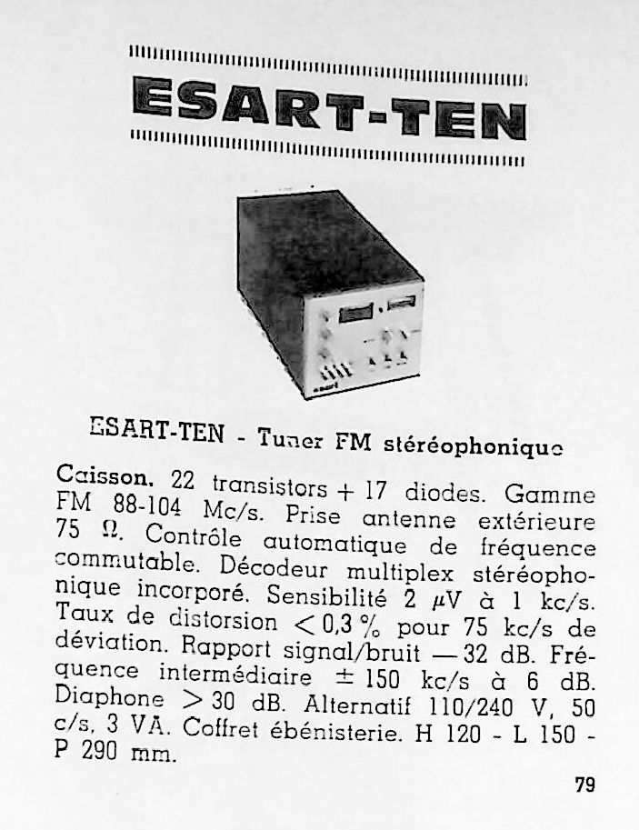 Esart Caisson Tuner FM • Extrait numéro spécial Le Haut-Parleur 1969