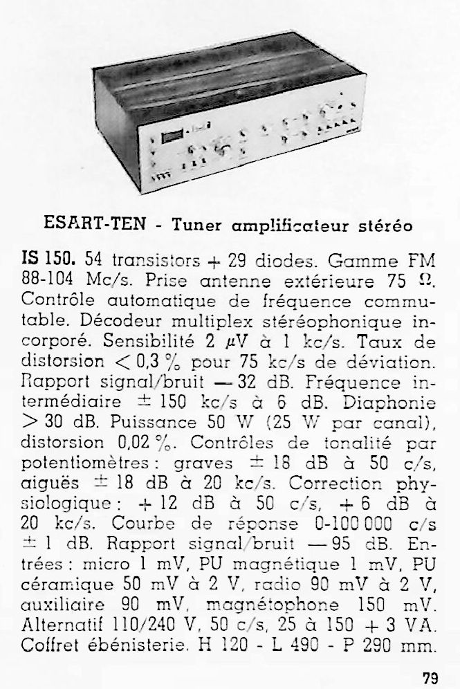 Esart IS 150 • Catalogue - Le Haut-Parleur numéro spécial 1969