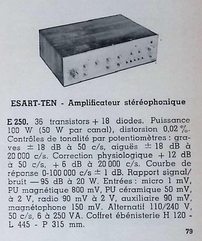 Esart E 250 • Catalogue - Le Haut-Parleur numéro spécial 1969