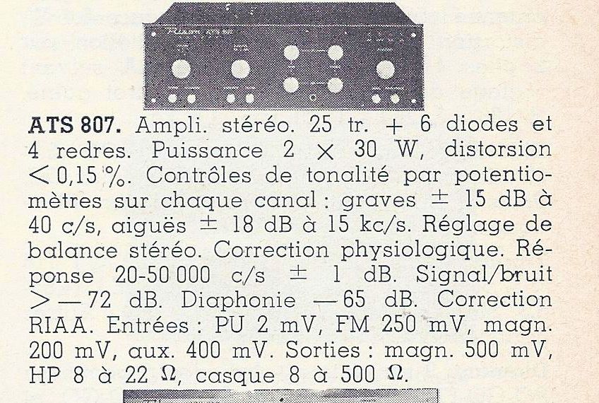 Filson ATS 807 • Catalogue - Le Haut-Parleur numéro spécial 1969