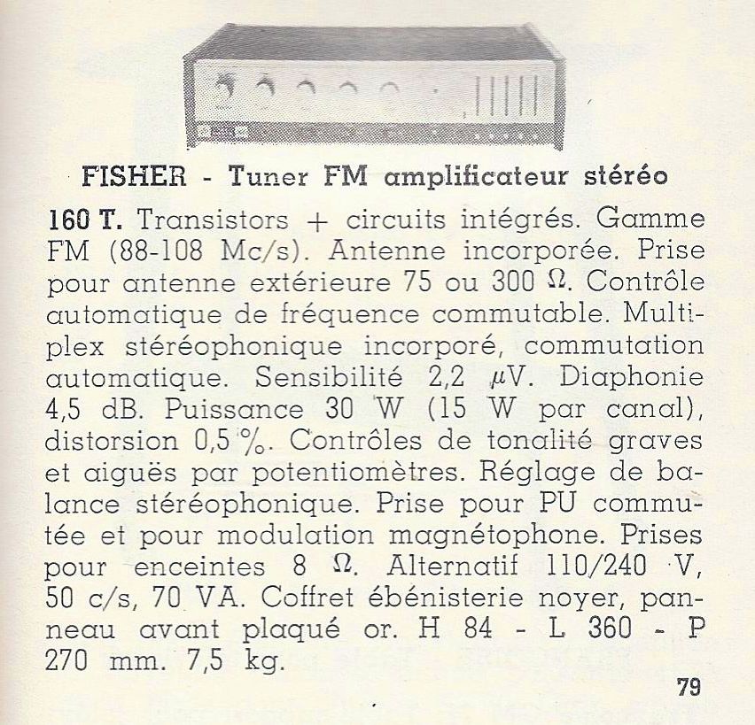 Fisher 160-T • Catalogue - Le Haut-Parleur numéro spécial août 1969