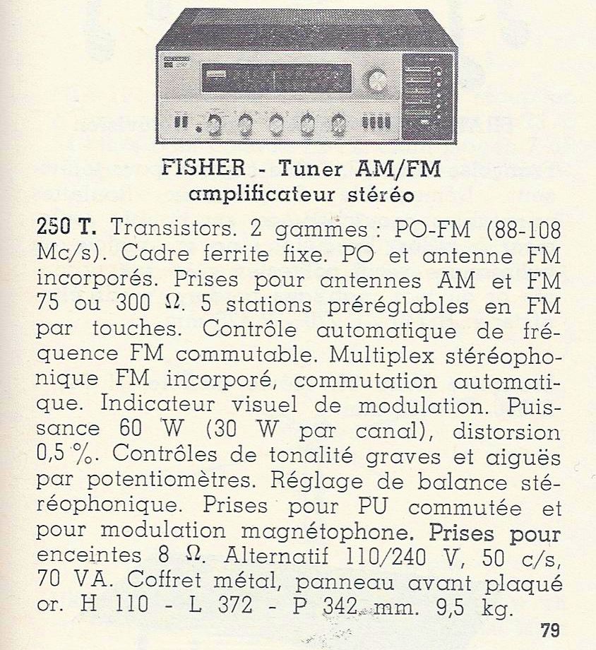 Fisher 250-T • Catalogue - Le Haut-Parleur numéro spécial août 1969