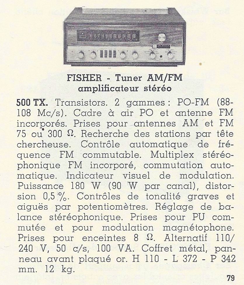 Fisher 500-TX • Catalogue - Le Haut-Parleur numéro spécial août 1969