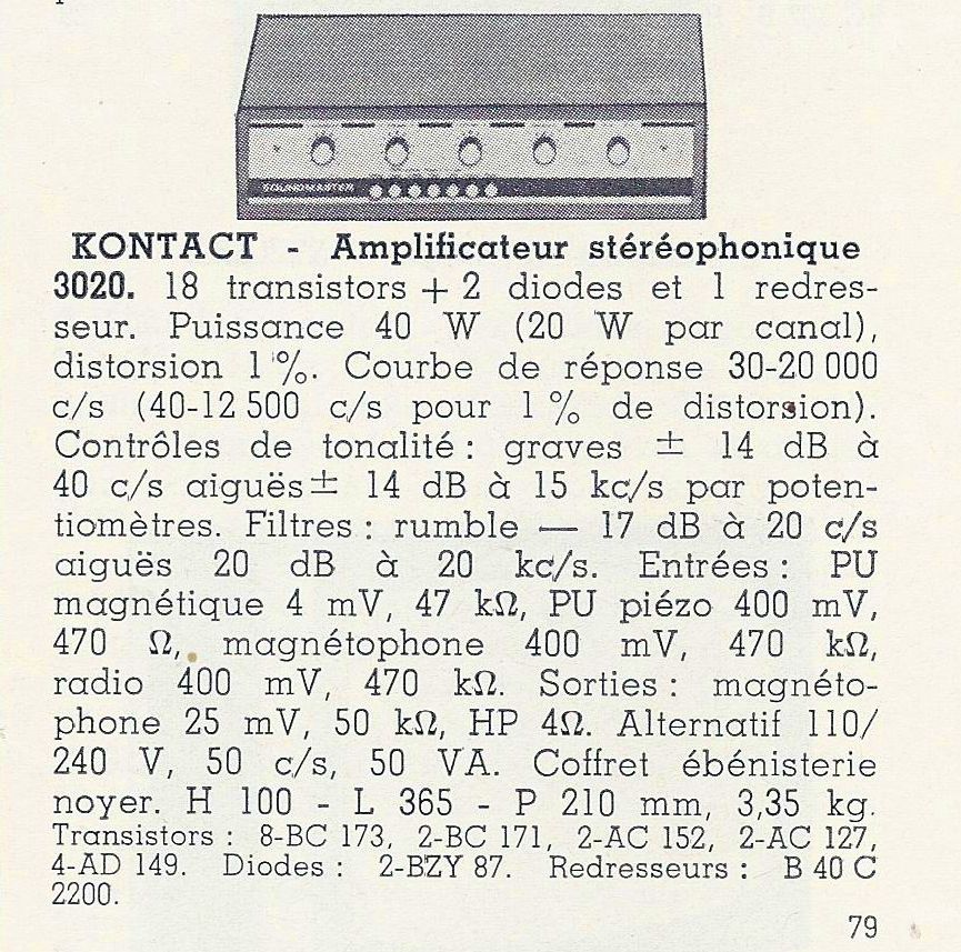 Kontact 3020 • Fiche technique