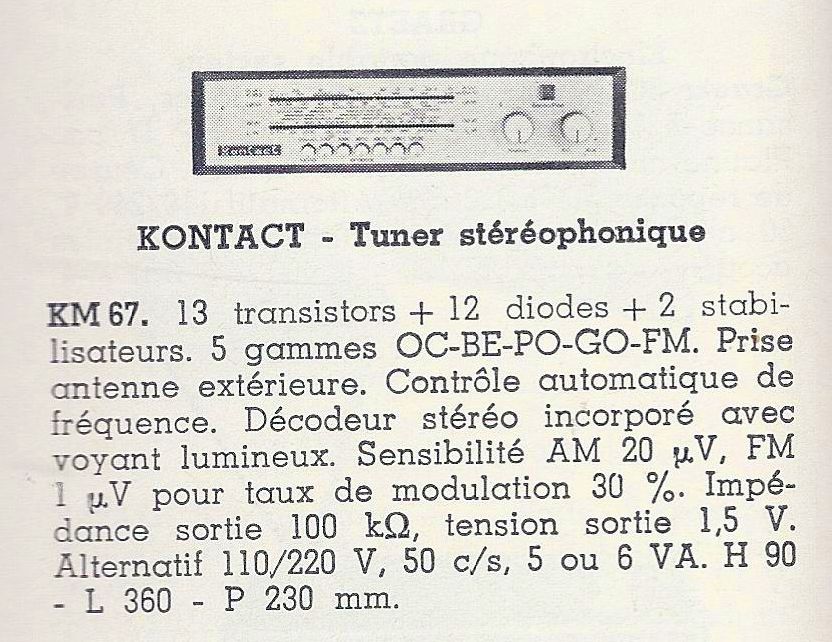 Kontact KM 67 • Extrait de catalogue