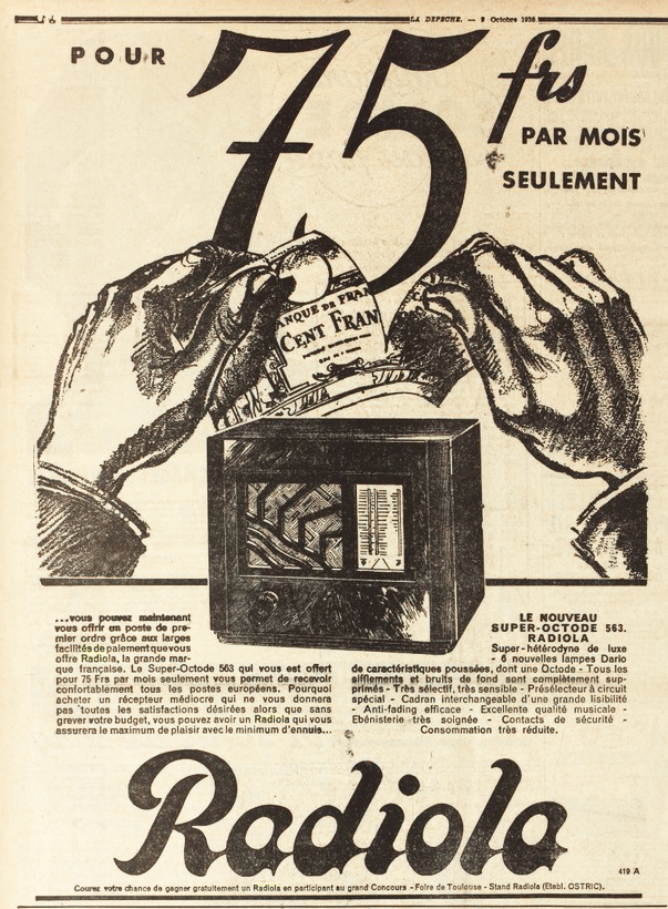 Radiola Publicité La Dépêche, 9 octobre 1935