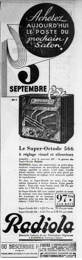 Radiola Publicité L’Ouest-Éclair, 21 février 1935