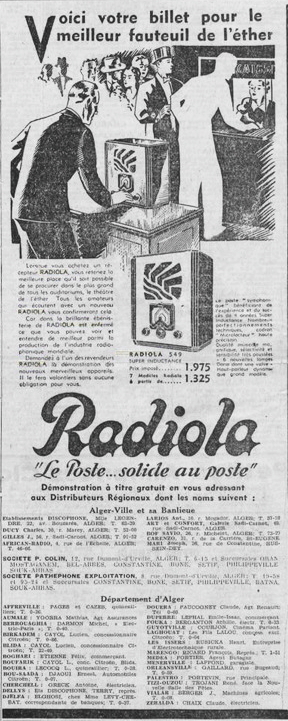 Radiola Publicité L’Écho d’Alger, 19 janvier 1935