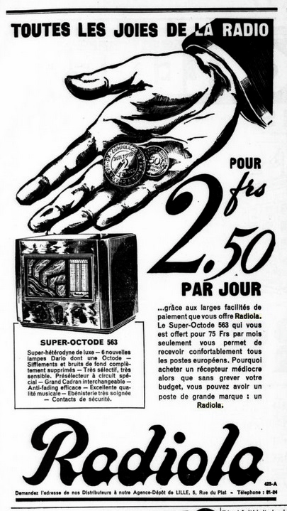 Radiola Publicité Le Progrès de la Somme, 16 octobre 1935