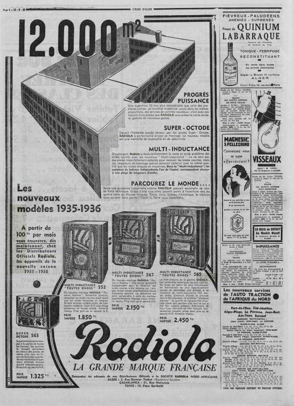 Radiola Publicité L’Écho d’Alger, 15 septembre 1935