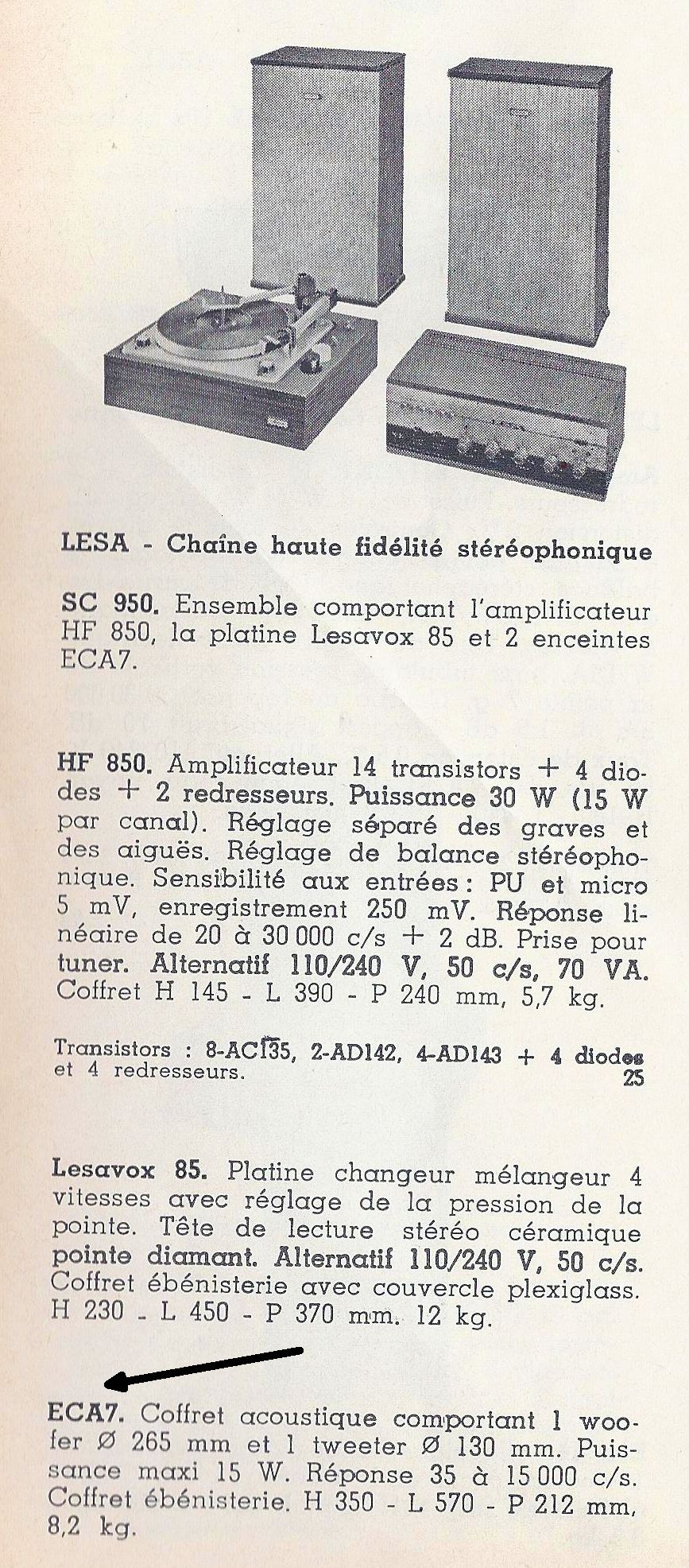 Lesa Eca 7 • Catalogue - Le Haut-Parleur numéro spécial 1969