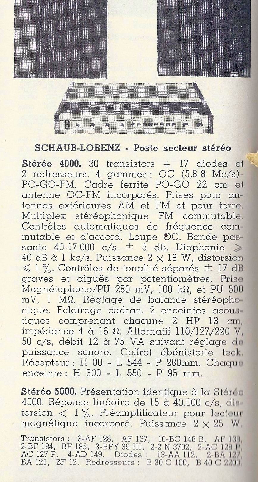 ITT Schaub-Lorenz Stereo 4000 L • Extrait de catalogue