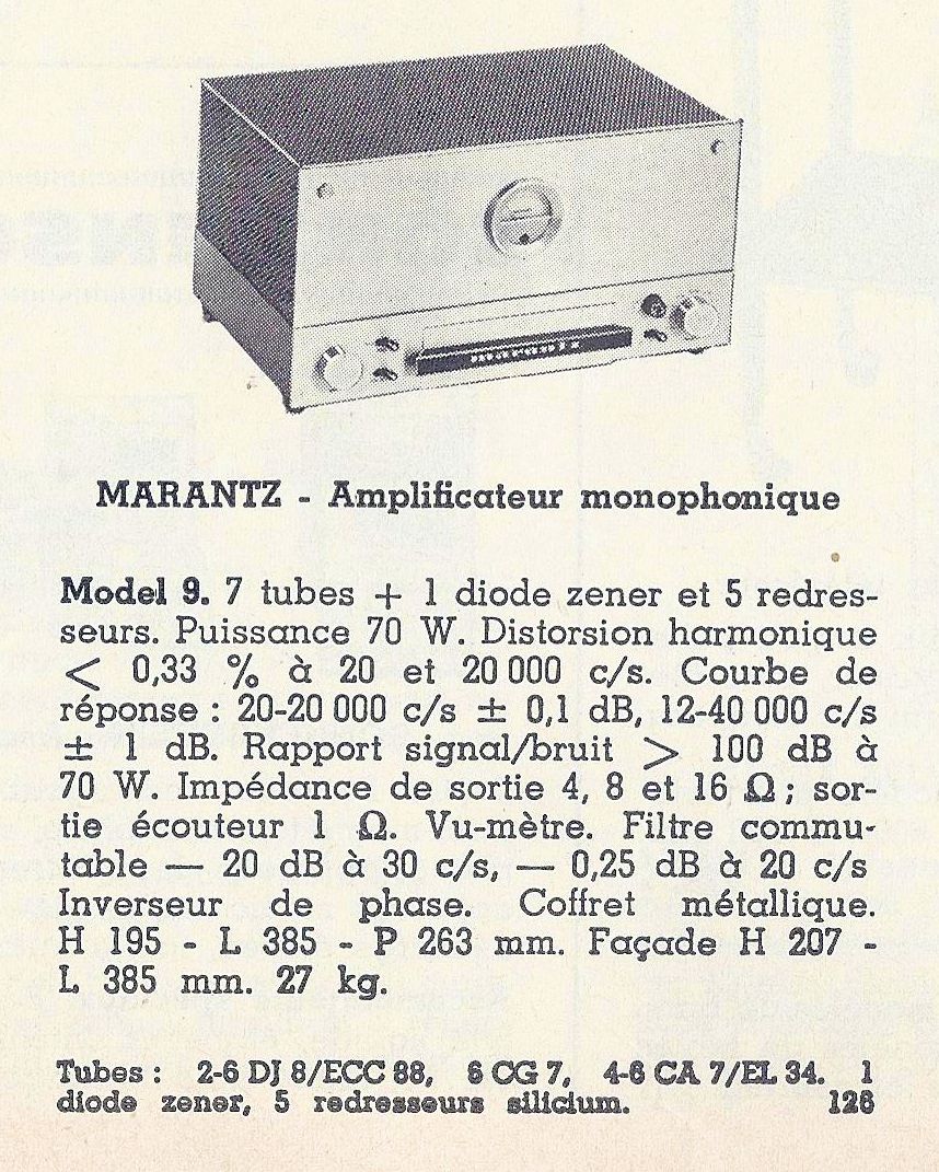 Marantz 9 (Nine) • Catalogue - Le Haut-Parleur numéro spécial 1969