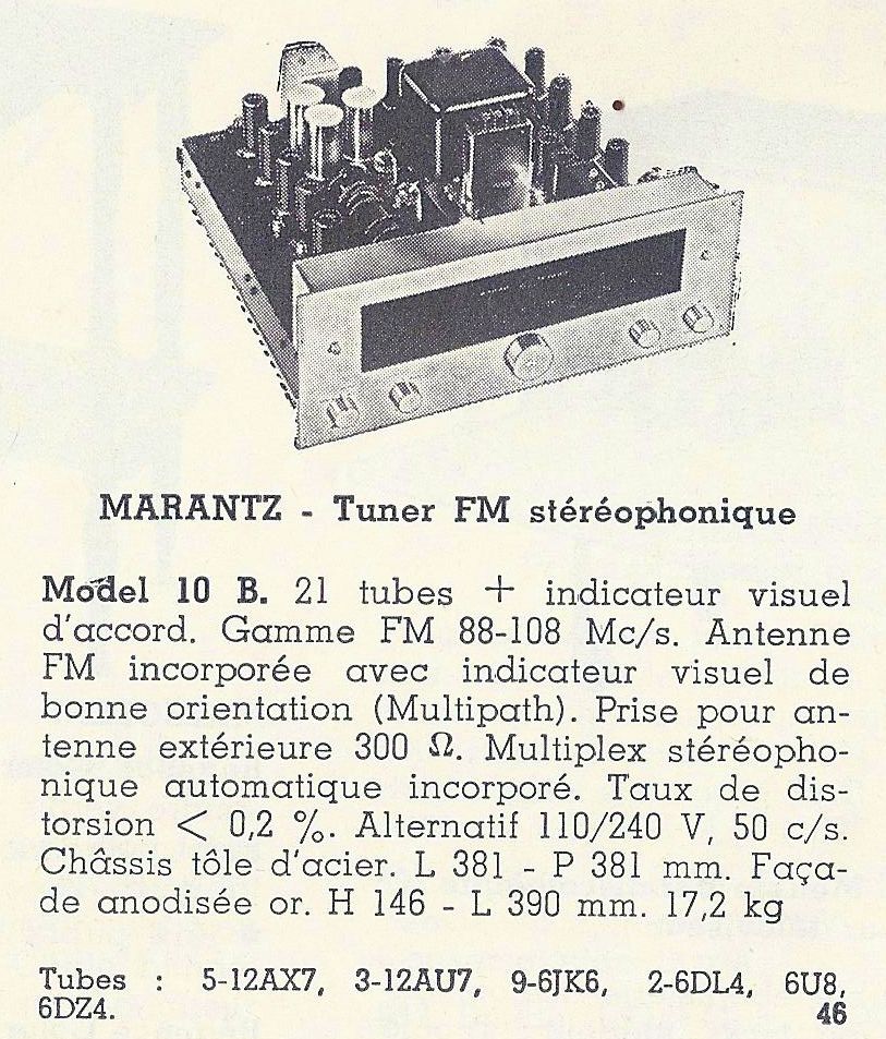 Marantz 10 B • Catalogue - Le Haut-Parleur numéro spécial 1969