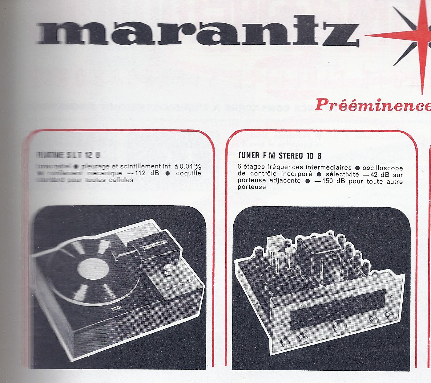 Marantz SLT-12 U et 10 B • Extrait de catalogue