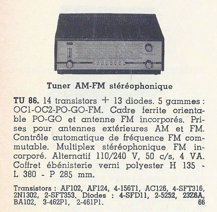Pathé-Marconi TU 86 • Catalogue - Le Haut-Parleur numéro spécial 1969