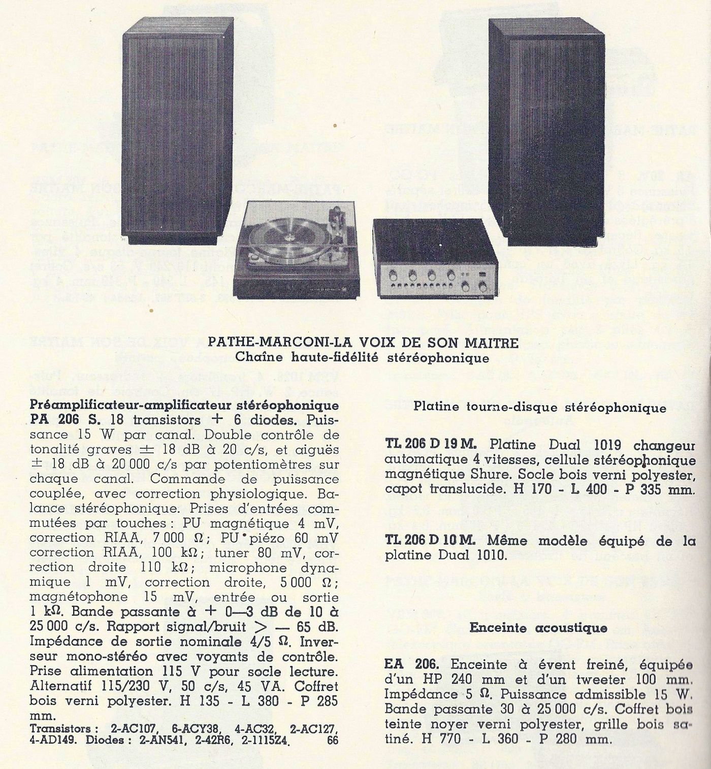 Pathé-Marconi TL 206 D • Catalogue - Le Haut-Parleur numéro spécial 1969