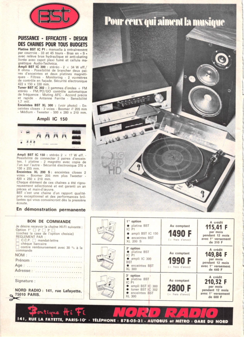 BST IC 150 • Publicité Nord Radio 1976