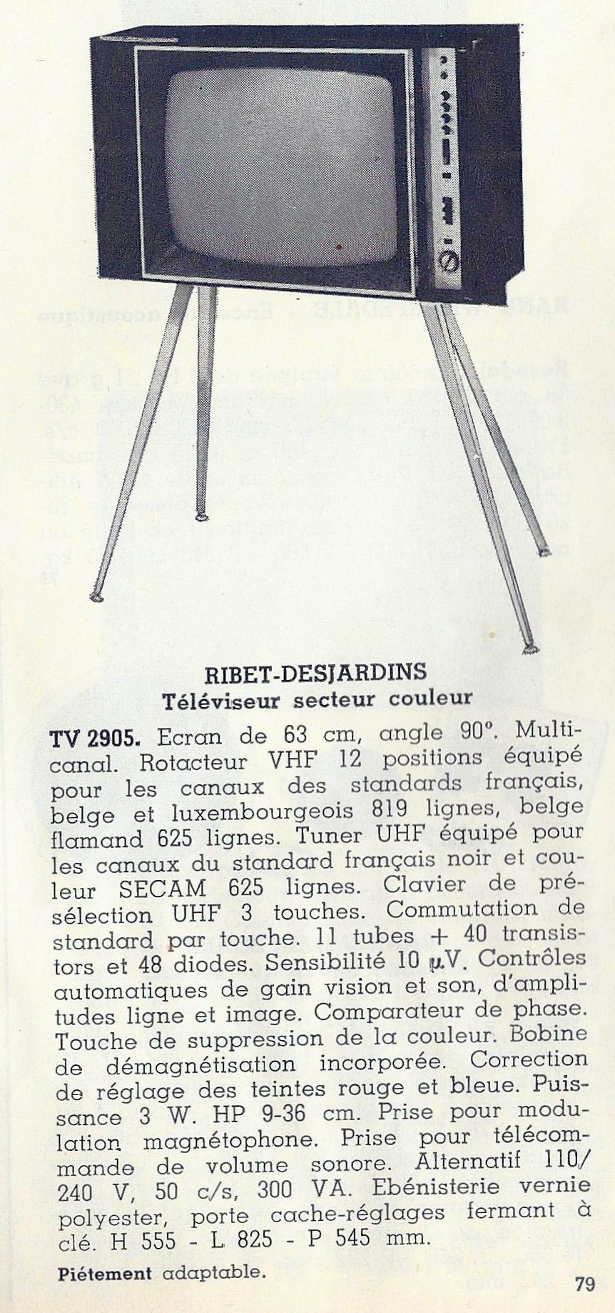 Ribet Desjardins TV 2905 Extrait de catalogue