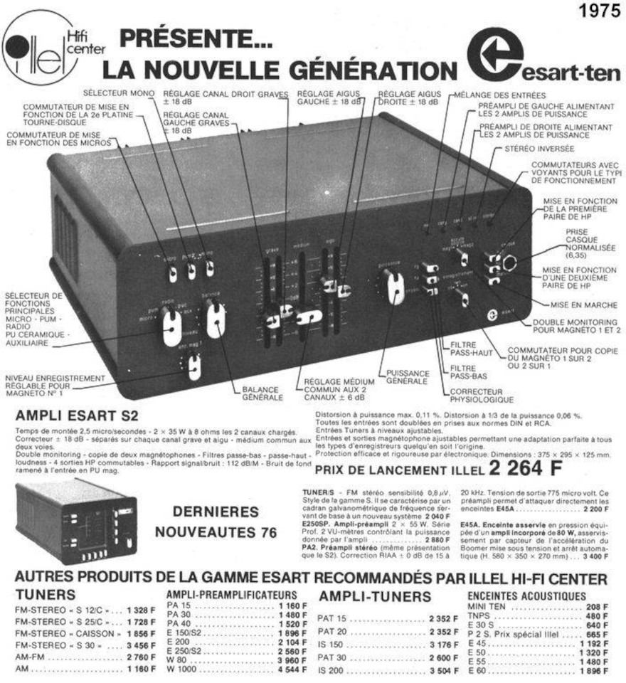 Esart S2 • Publicité Illel Hifi Center 1975