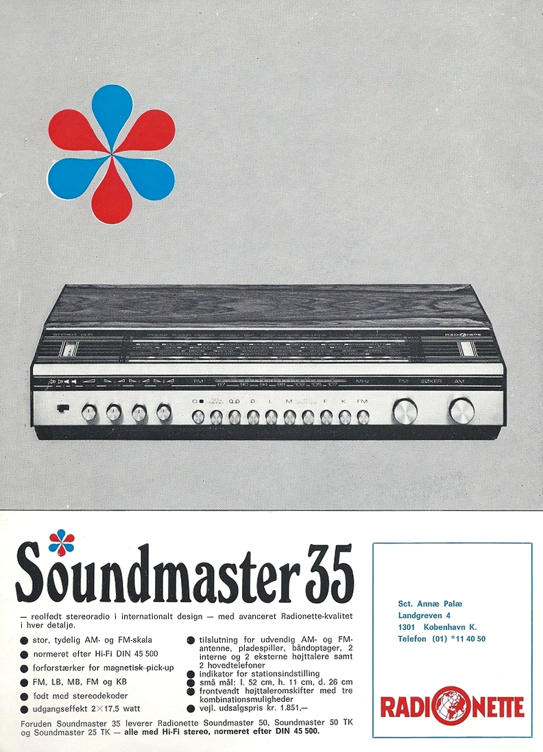 Radionette Soundmaster 35 • Publicité danoise 1969