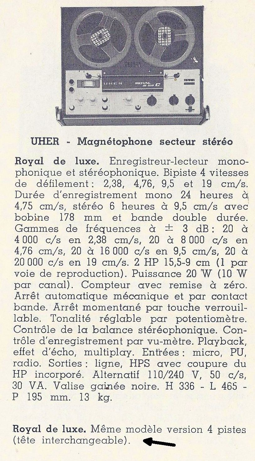 Uher Royal de Luxe • Catalogue - Le Haut-Parleur numéro spécial 1969