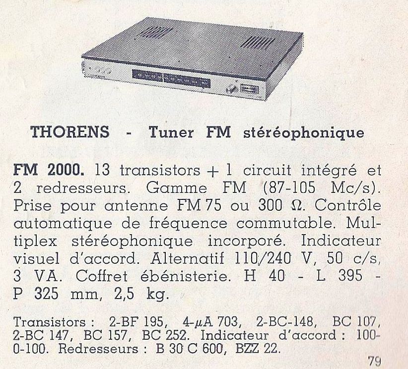 Thorens 2000 FM Extrait de catalogue