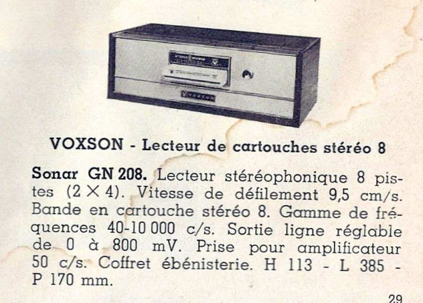 Voxson GN 208 • Catalogue - Le Haut-Parleur numéro spécial 1969