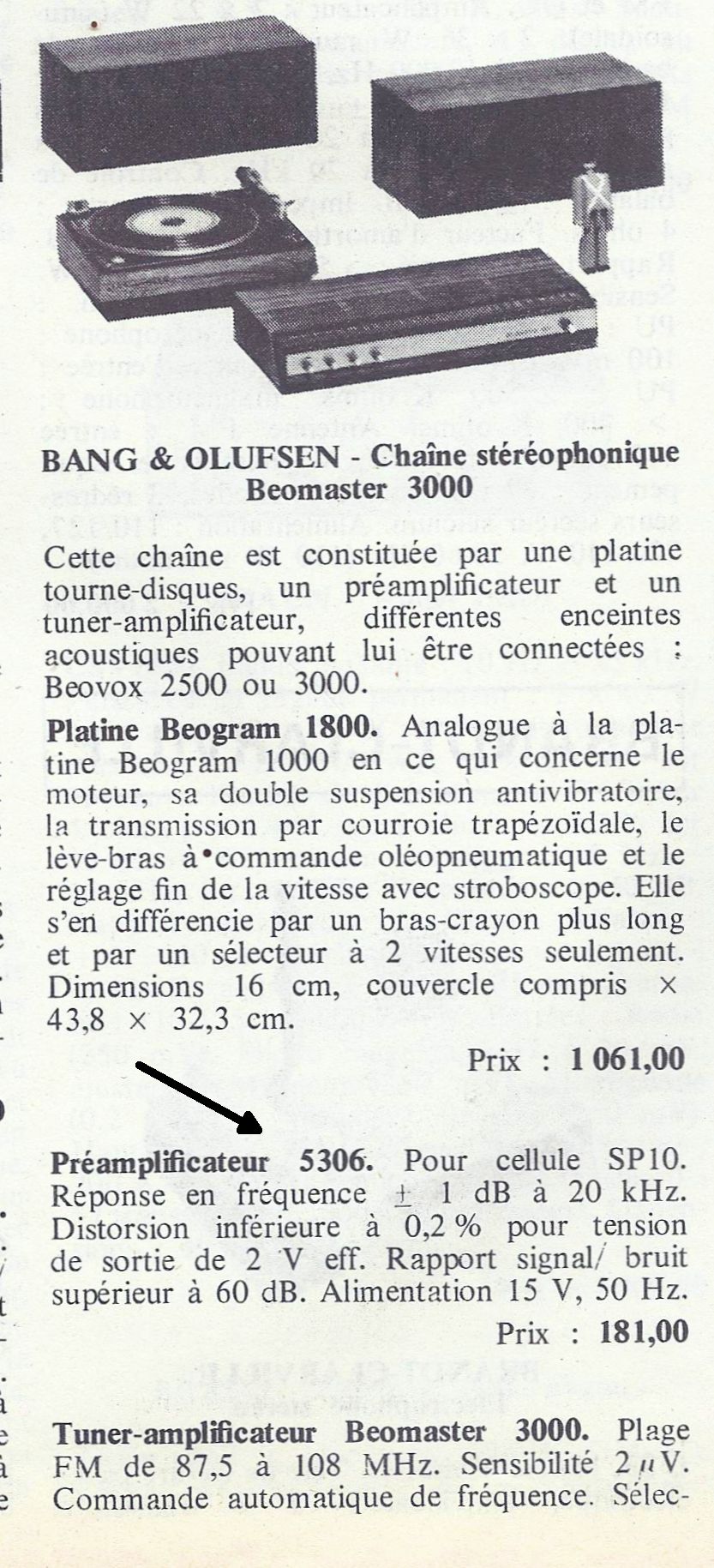 Bang & Olufsen 5306 Préamplificateur RIAA • Article de presse