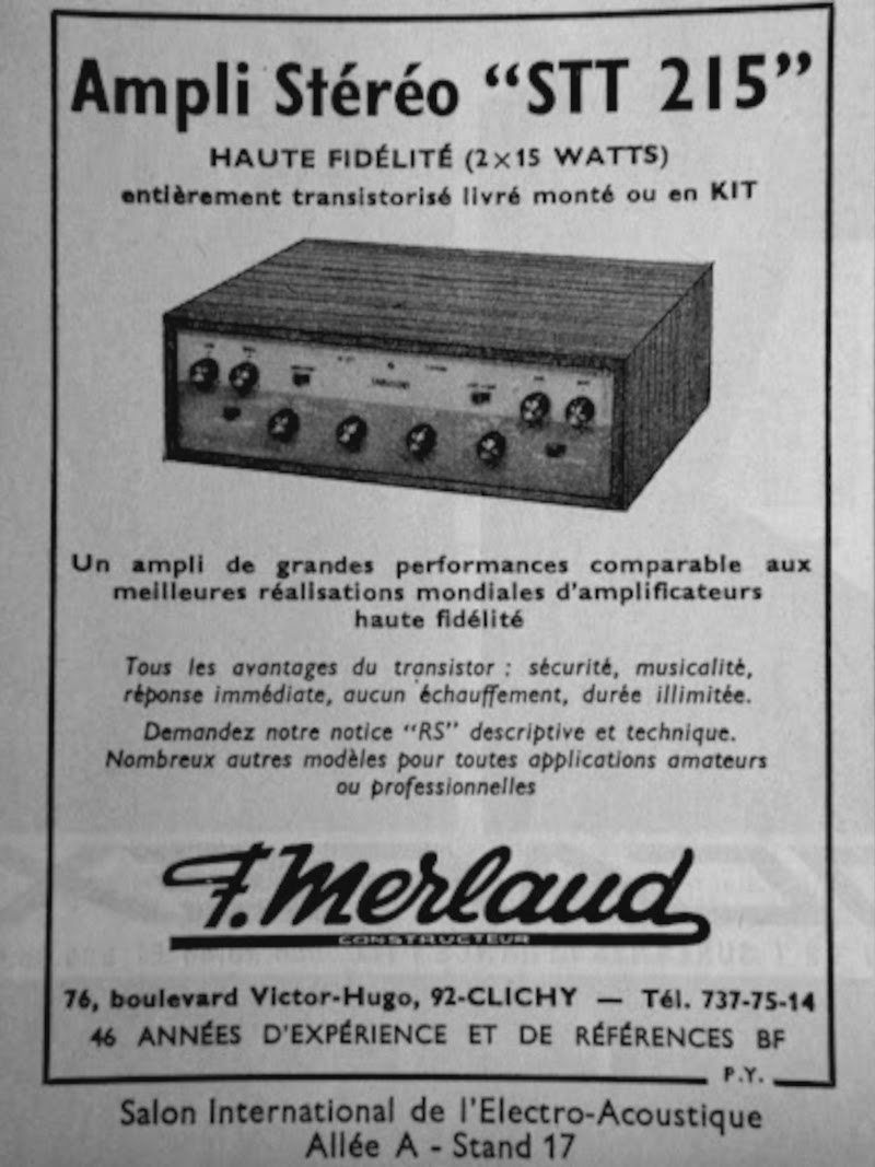 Merlaud STT 215 • Publicité magazine de 1966