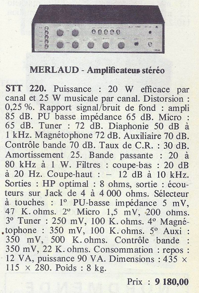 Merlaud STT 220 • Fiche technique
