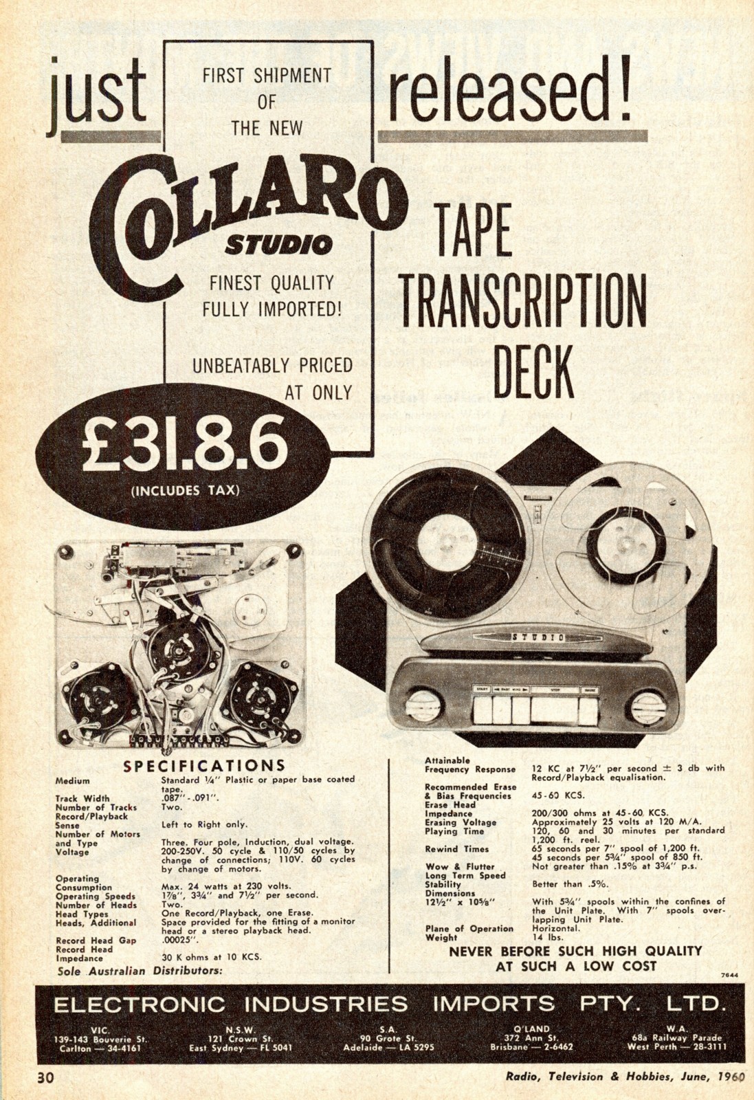 Collaro  Studio Tape Deck Publicité