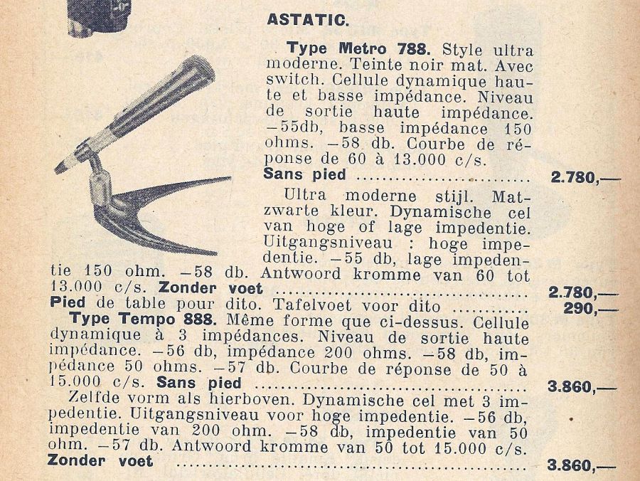 Astatic  Metro 788  et Tempo 888  Extrait de catalogue