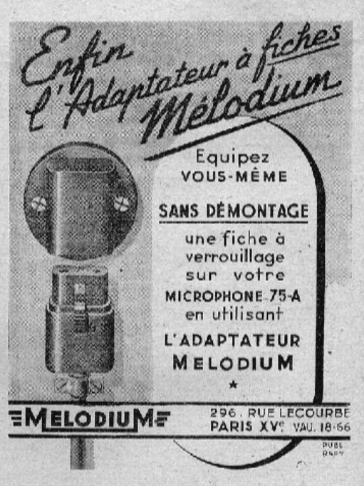 Mélodium 75 A  Adaptateur à fiche Publicité