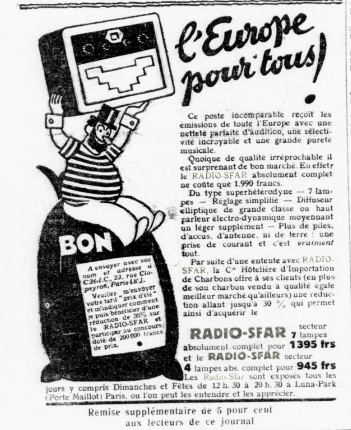 S.F.A.R. Publicité - La Volonté  26 juin 1932