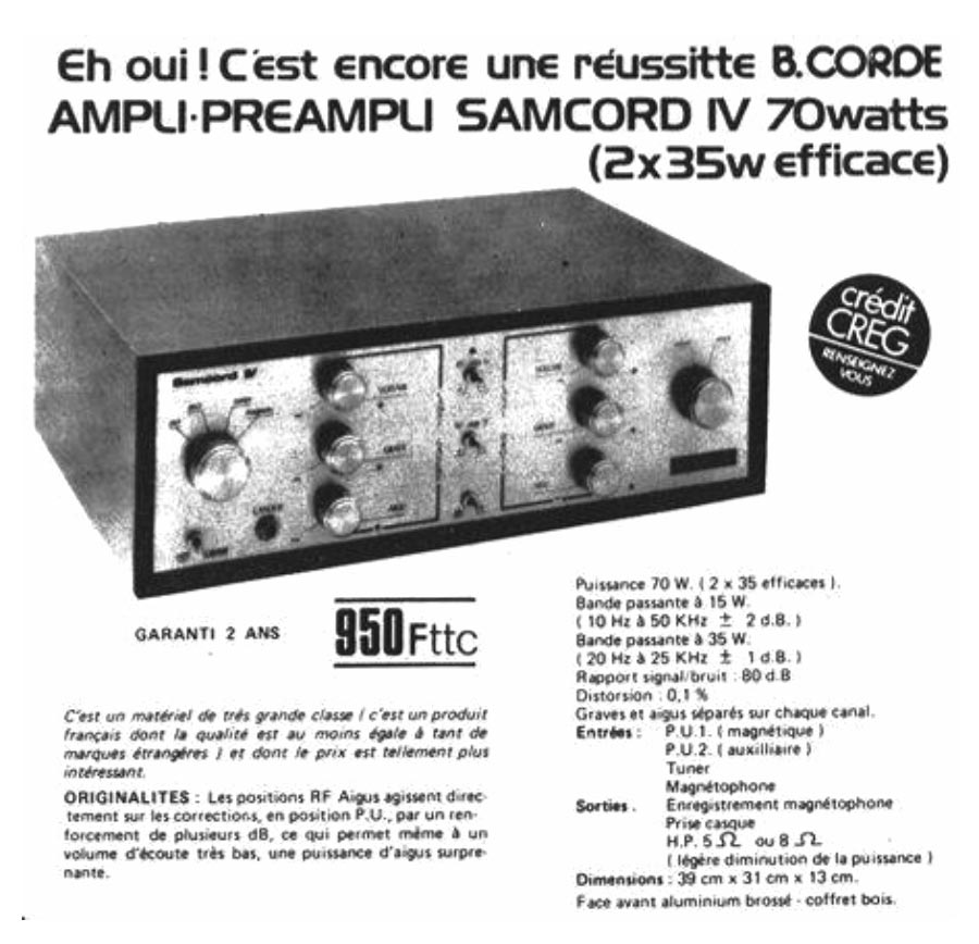 B.Corde - Samcord IV Publicité