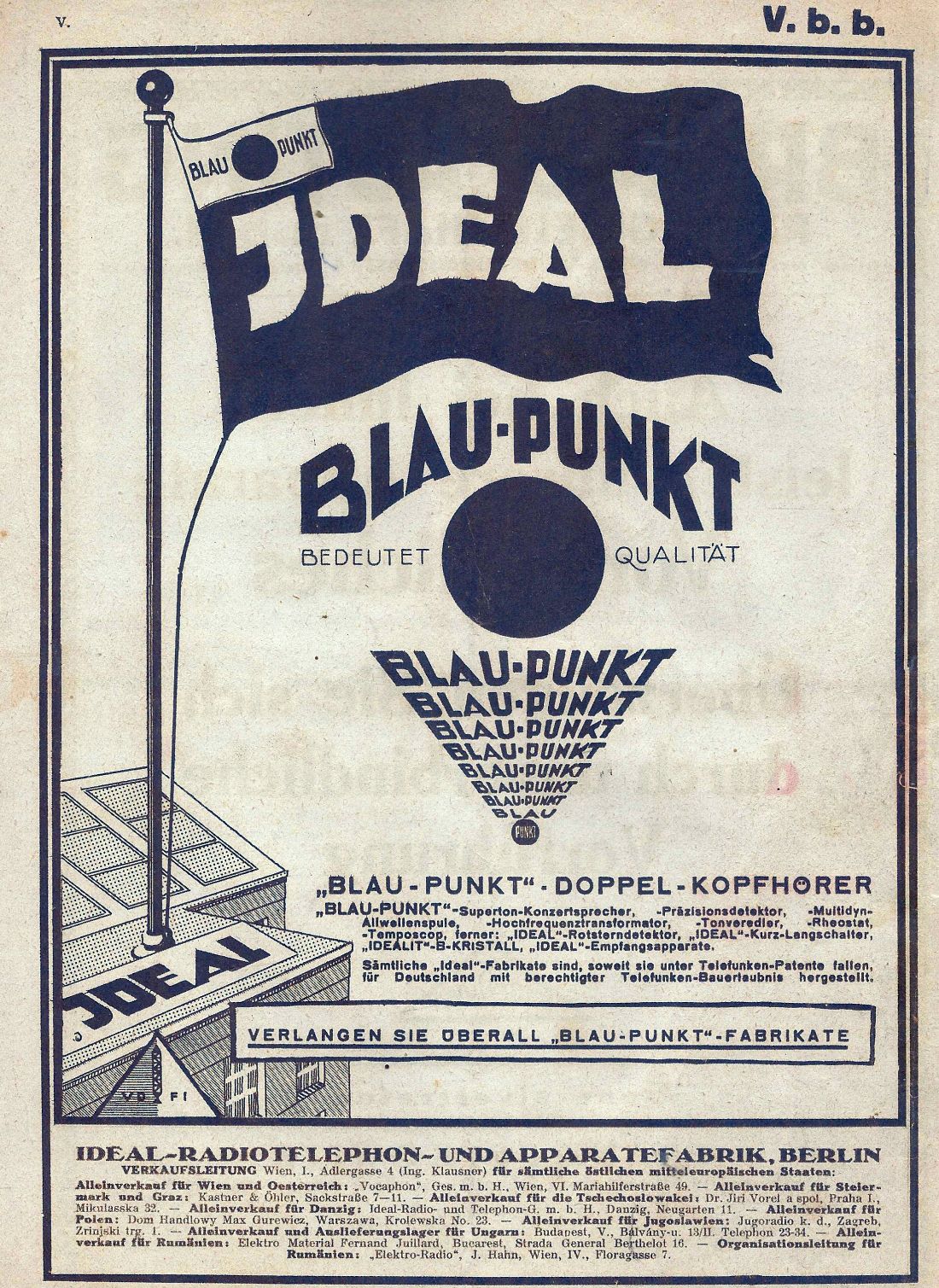 Blaupunkt Ideal Werk Publicité - Radio-Welt Heft 13 novembre 1926