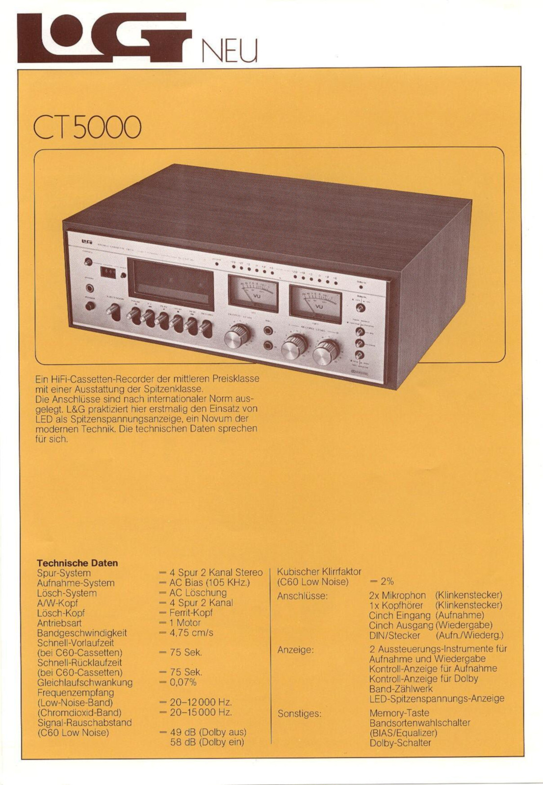 L&G CT-5000 • Extrait de catalogue allemand 1976
