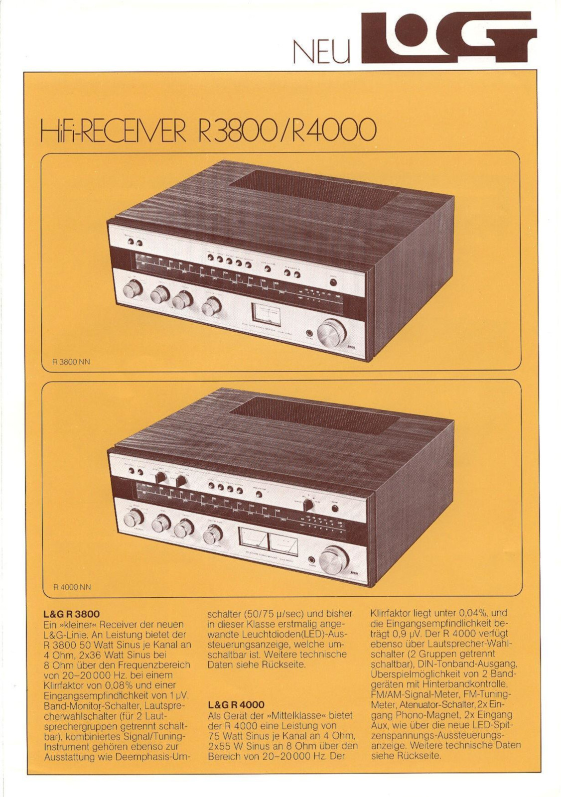 L&G R-3800 et R-4000 • Extait de catalogue allemand 1976