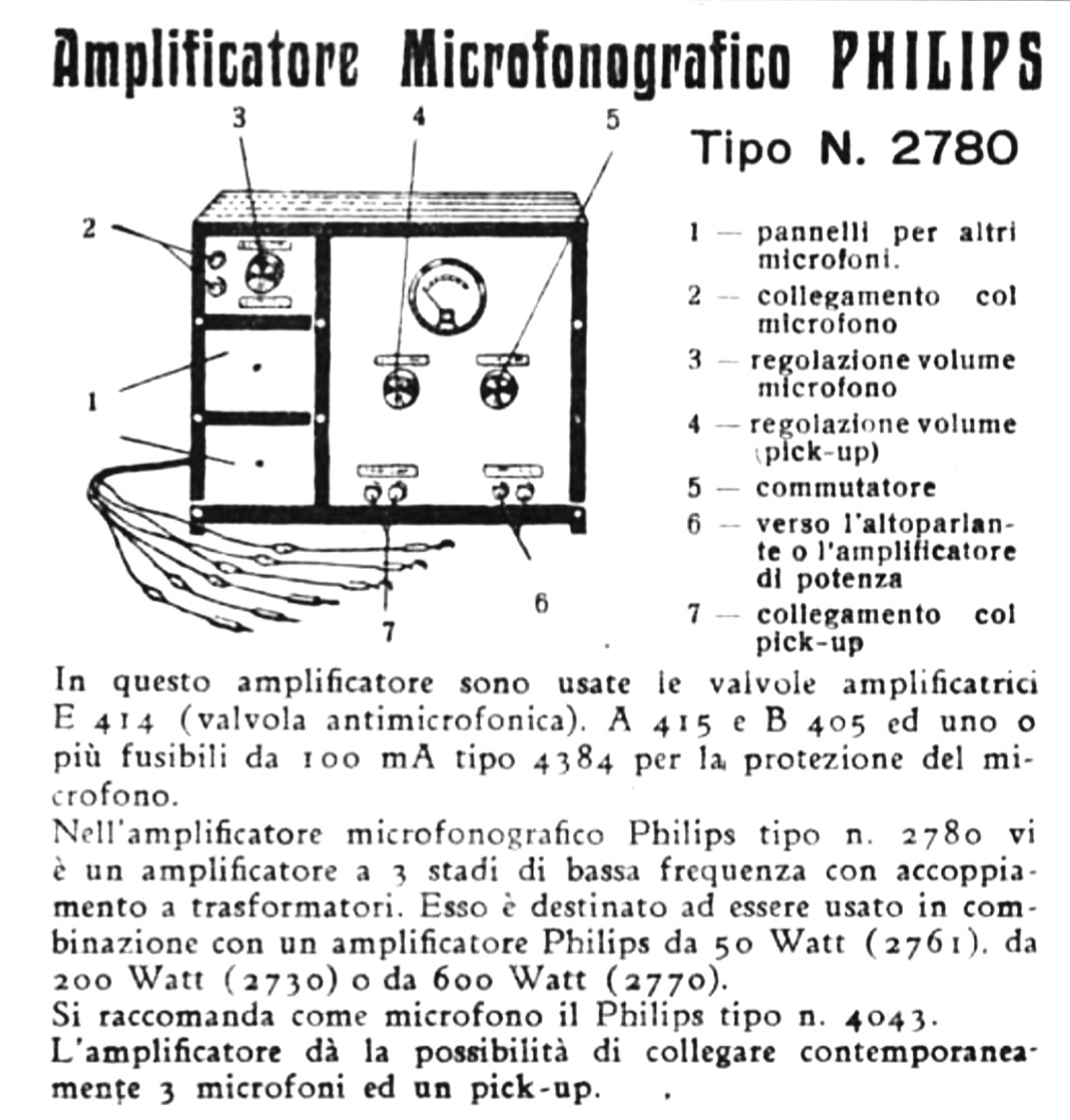 Philips 2780 Extrait du catalogue italien Prodotti Philips 1931