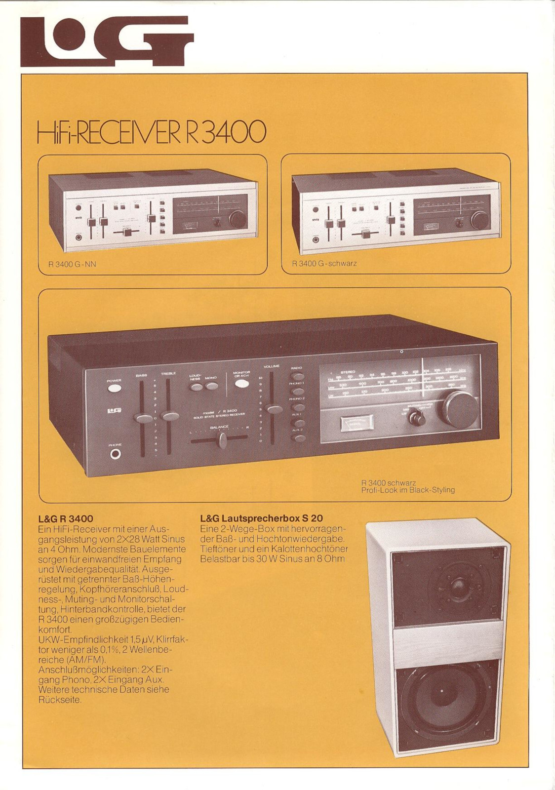L&G R-3400 et S-20 • Extrait de catalogue allemand 1976