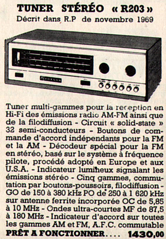 Voxson R 203 • Publicité - Radio Plans 1970