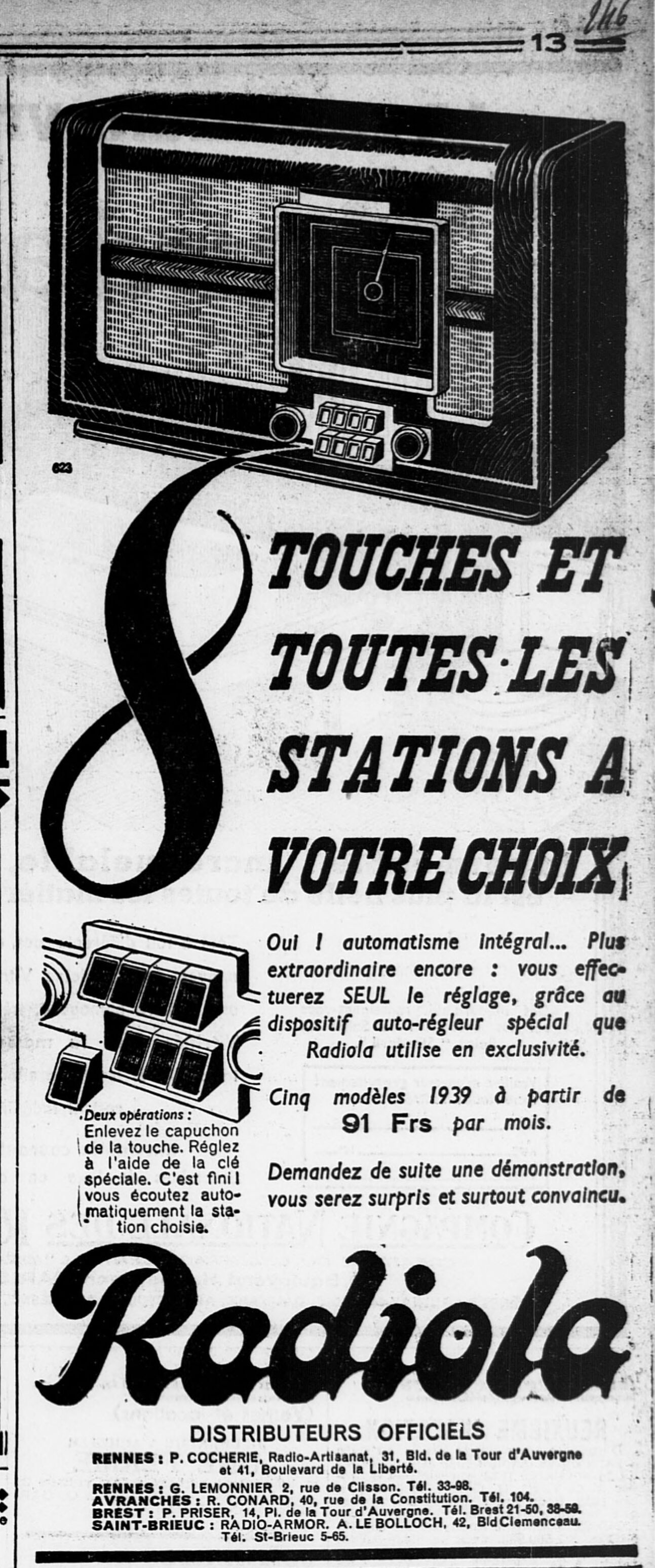Publicité Modèles 8 touches préréglèes