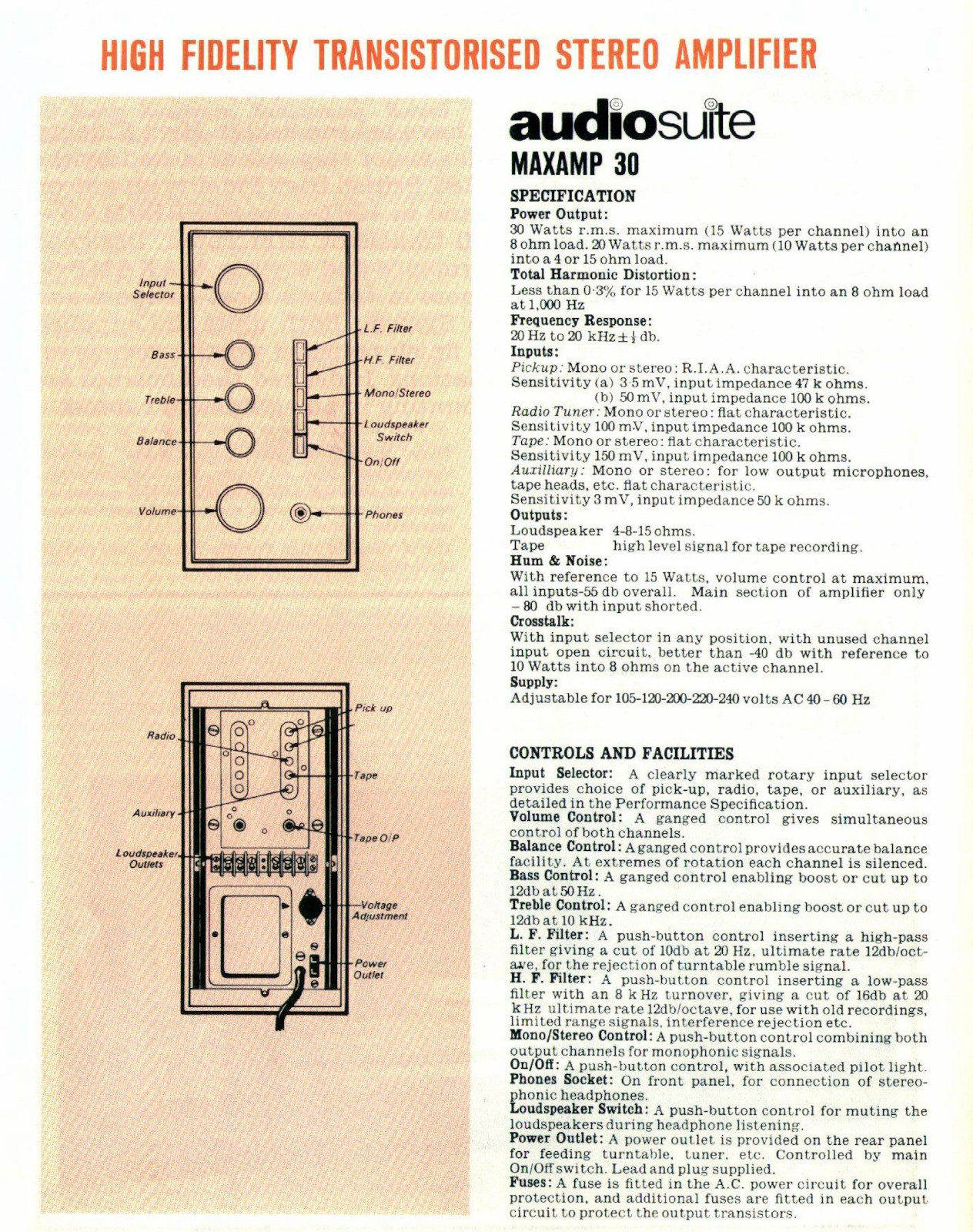 Goodmans Maxamp 30 • Extrait de catalogue 1967