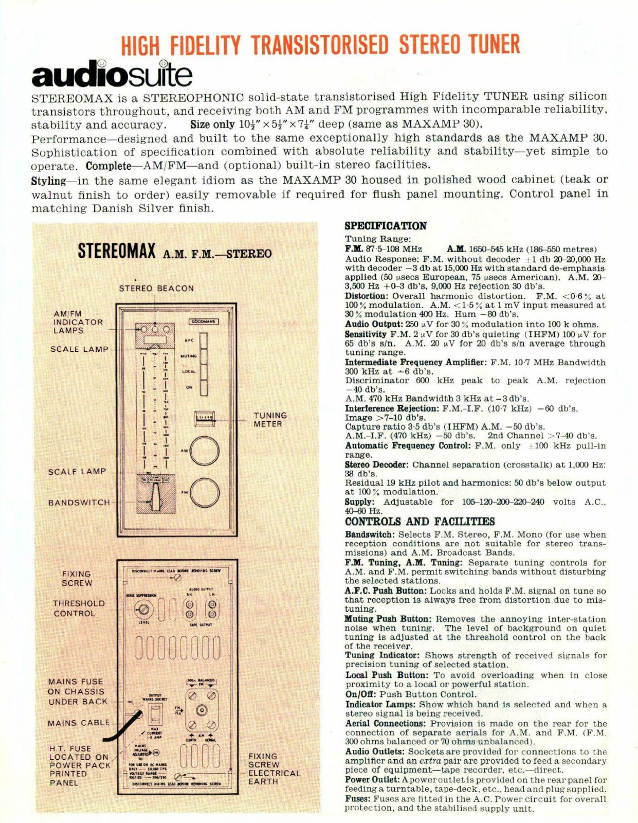 Goodmans Stereomax Tuner • Extrait de catalogue 1967