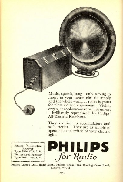 Philips 2514 et 2007 Publicité - Annuaire BBC 1930
