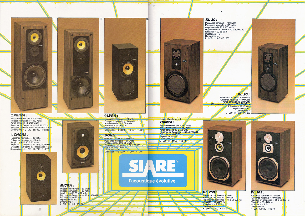 Siare • Extrait de catalogue 1985
