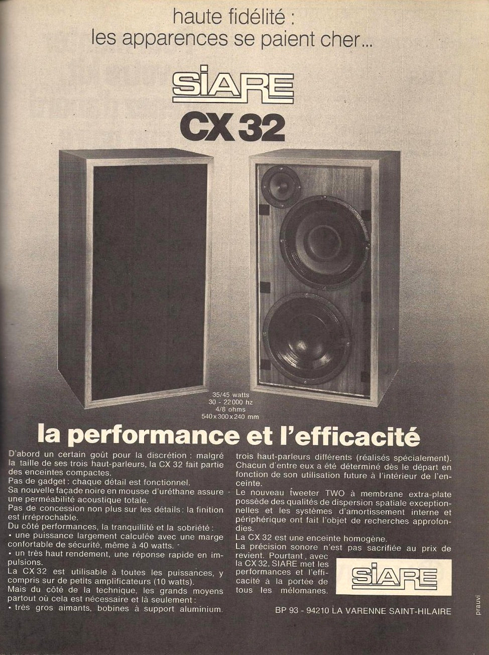 Siare CX 32 • Publicité novembre 1975