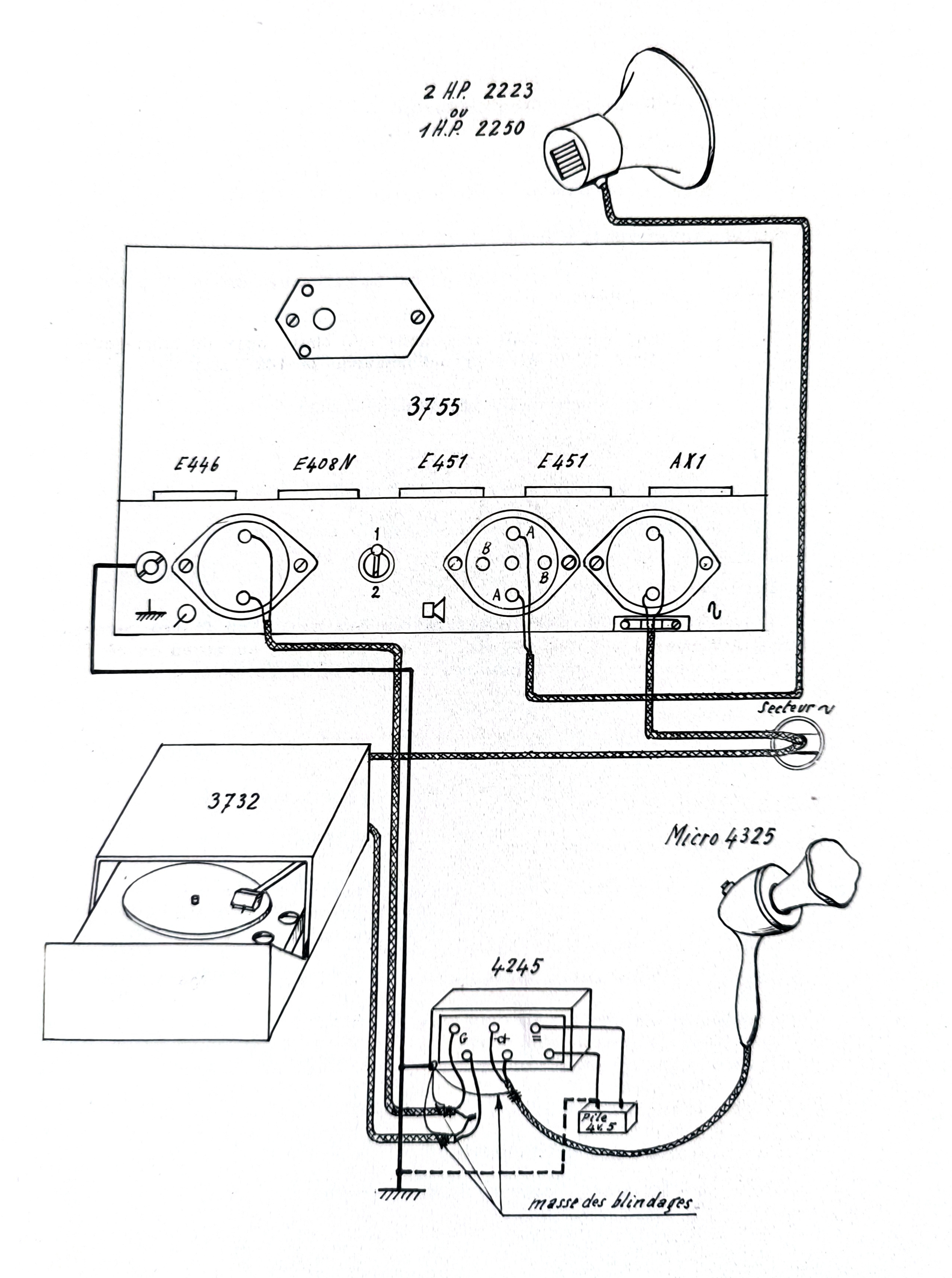 Philips 3755, 3732, 4325, 4245, 2223, 2250 Exemple d'installation