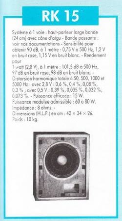 Rehdéko RK 15 • Fiche technique